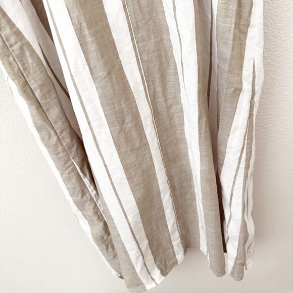 EXPRESS | Khaki Green Striped Cut Out Cotton Sleeveless Midi Dress | Small - Picture 7 of 10